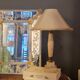 Table lamp in onyx and travertine, mid-century modern, 1970s.