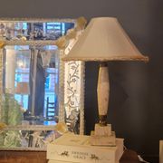 Table lamp in onyx and travertine, mid-century modern, 1970s.