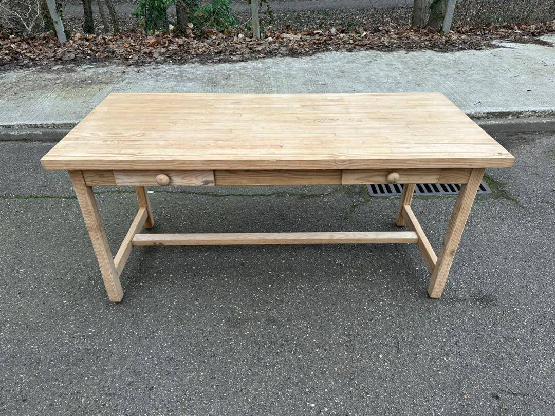 Renovated farmhouse dining table in solid wood 160cm XXth century