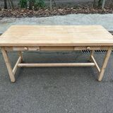 Renovated farmhouse dining table in solid wood 160cm XXth century