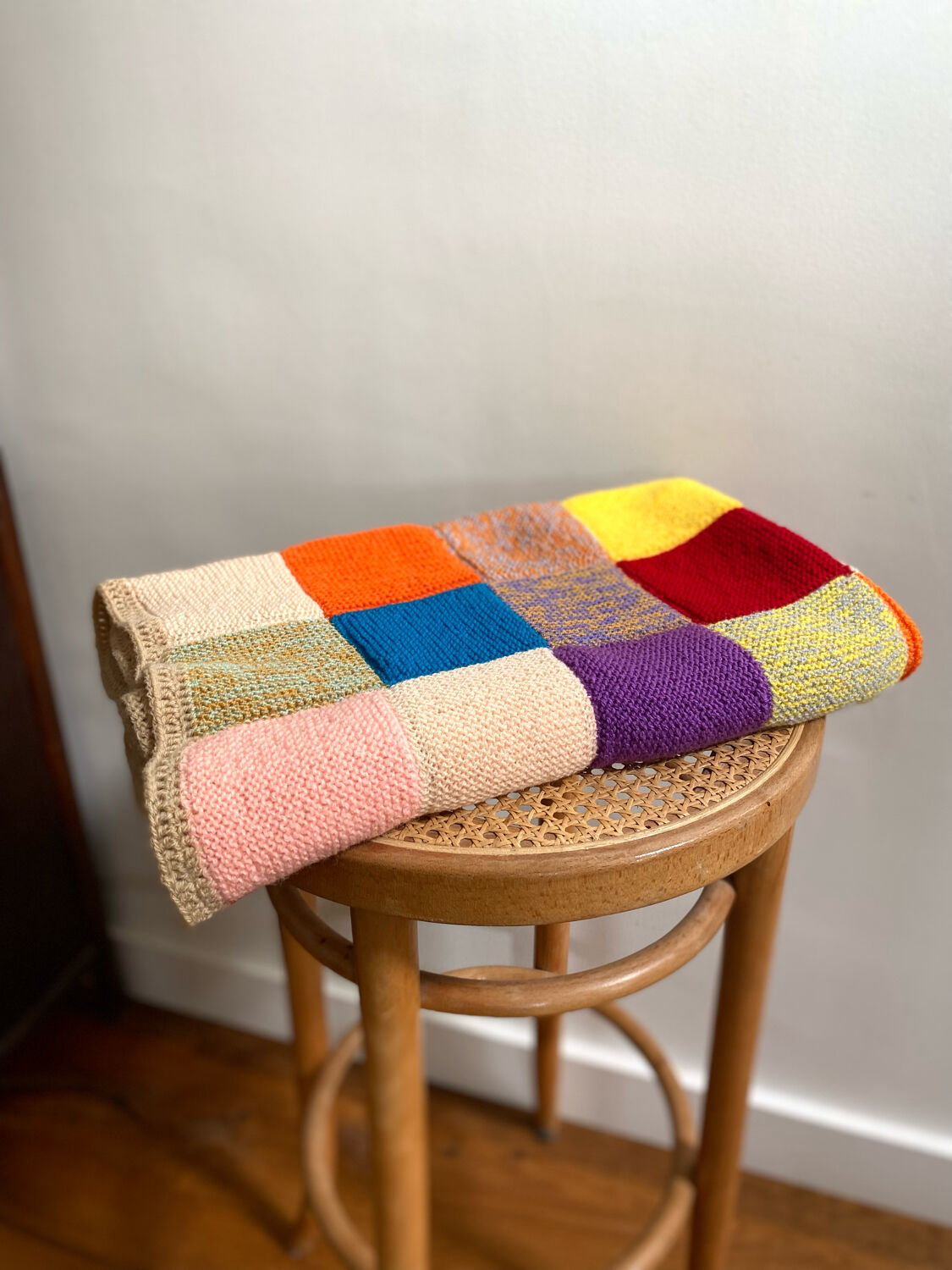 Granny Square Multicolor Crochet Old Wool Blanket