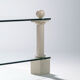 Table basse en travertin et verre signée Philippe Barbier années 70