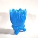 Portieux Gothic opaline goblet candle holder in blue opaline signed - 1910