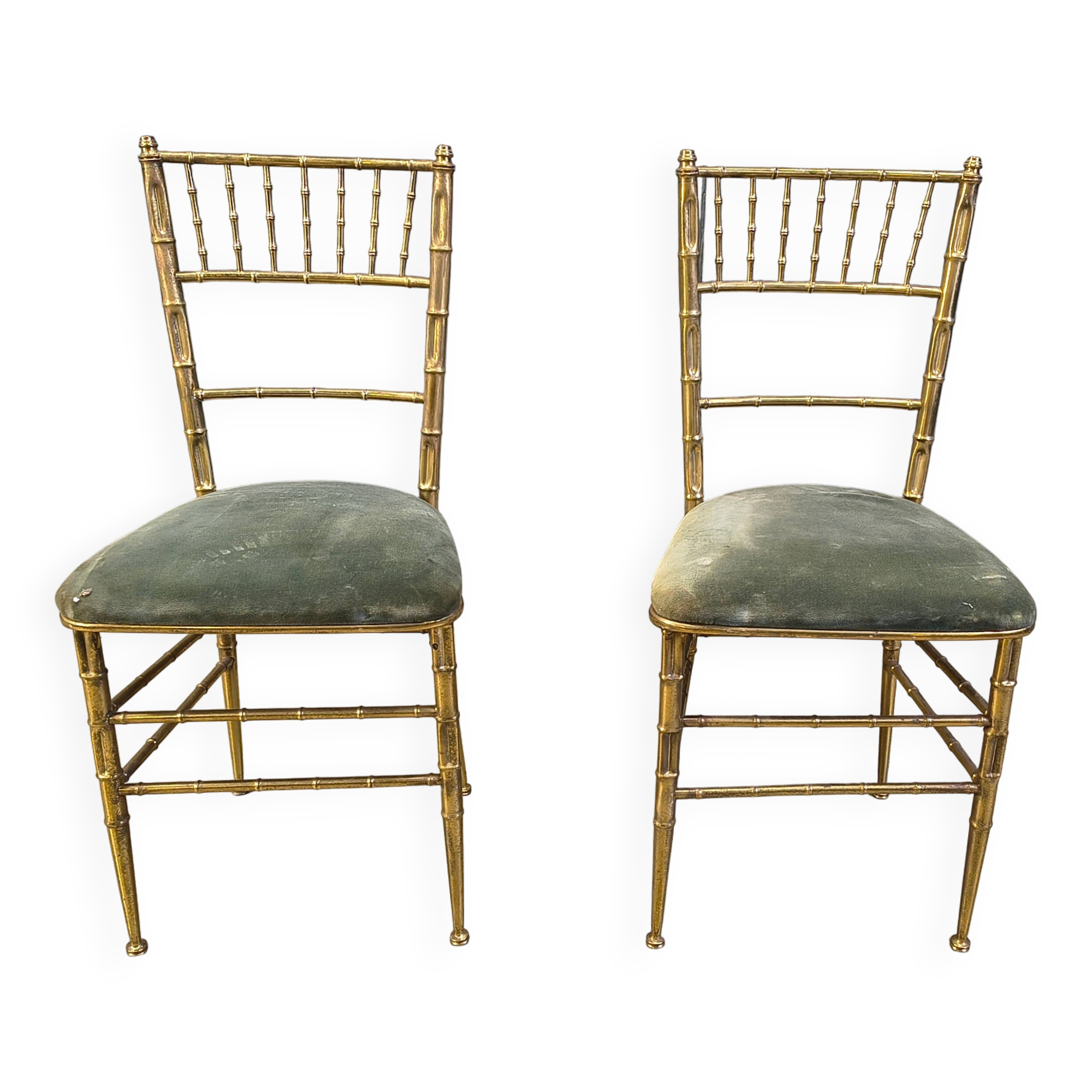 Pair of brass faux bamboo chairs, 1960s