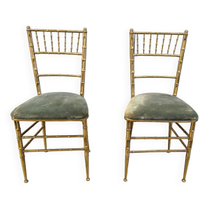 Paire de chaises en laiton - imitation