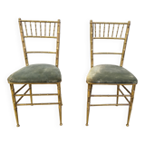 Pair of brass faux bamboo chairs, 1960s