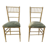 Pair of brass faux bamboo chairs, 1960s