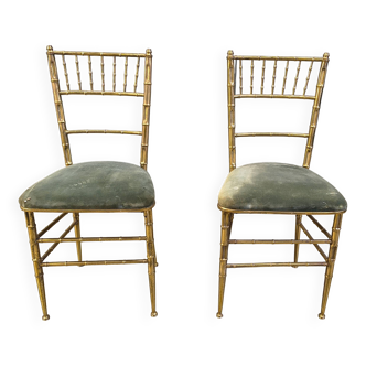 Pair of brass faux bamboo chairs, 1960s
