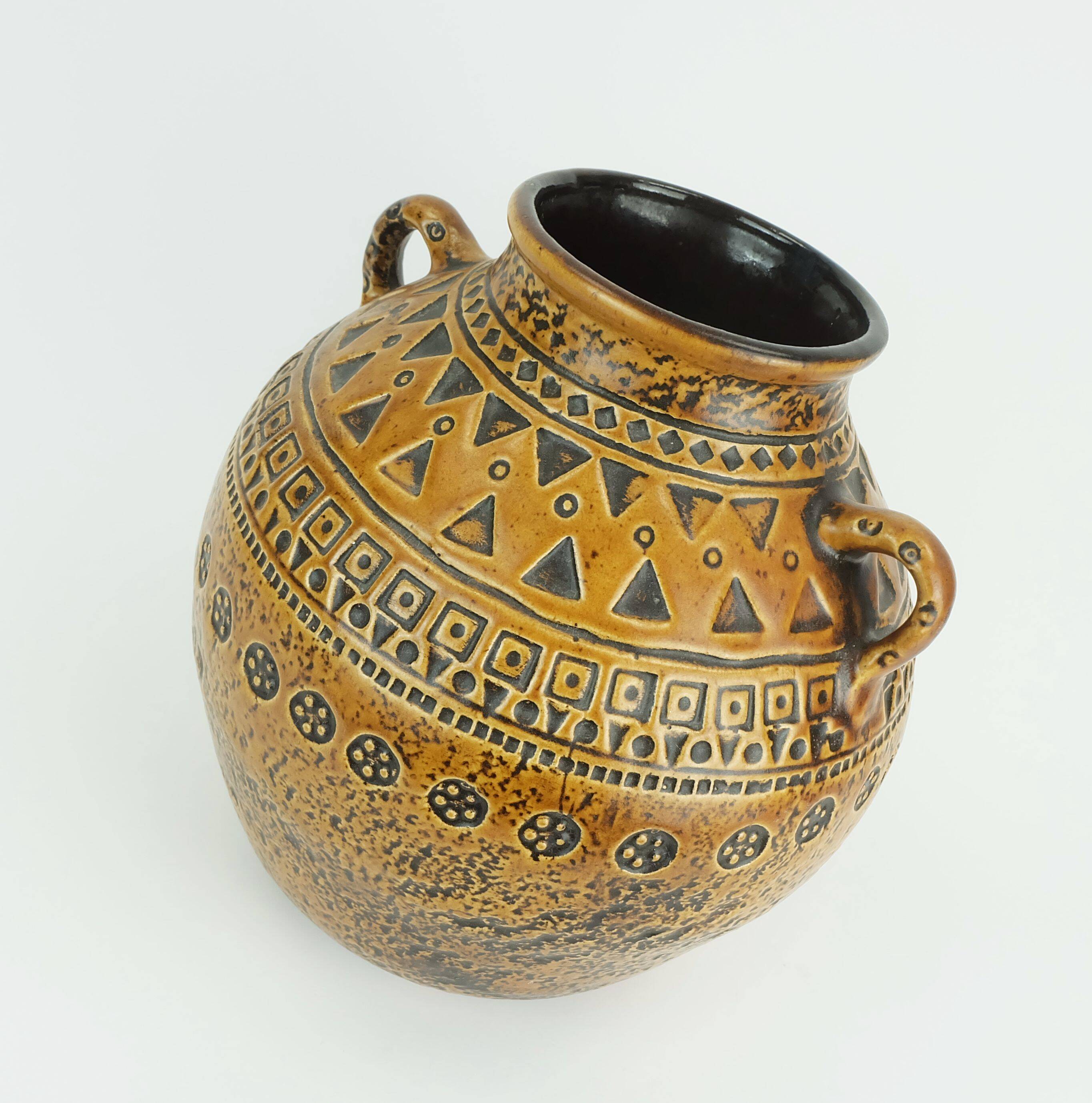 Large mid century modern ceramic vase abstract decor 1960s 70s