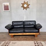 Canape seltz elm and leather design 1960