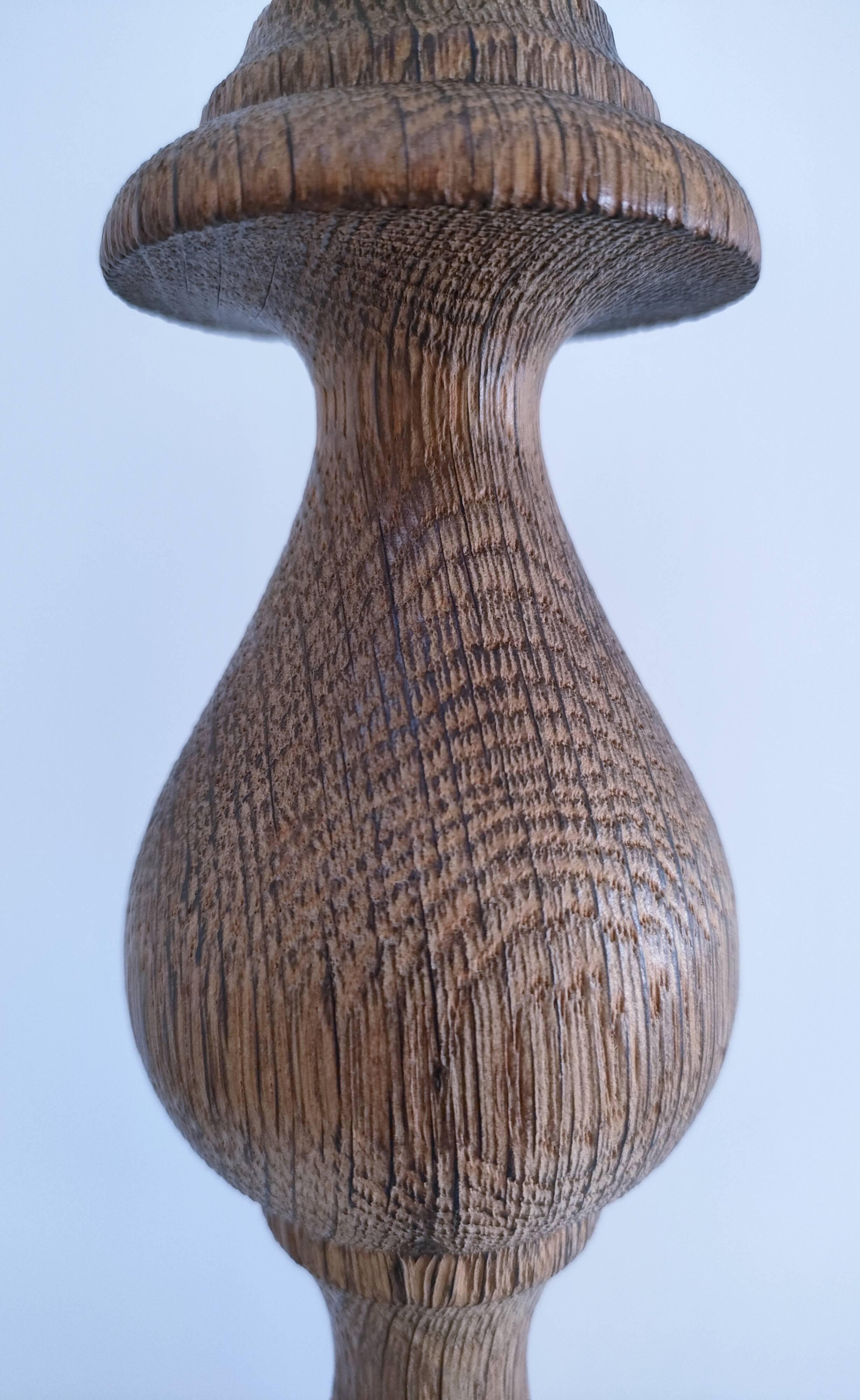 XL turned solid wood lamp base H.45.5 cm