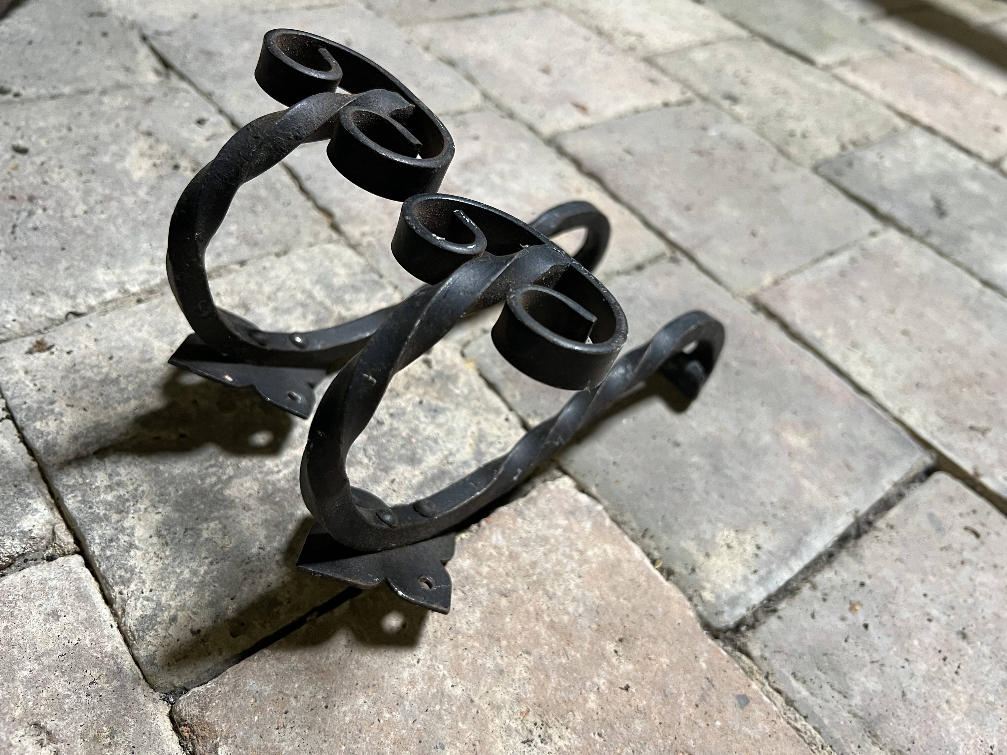 Pair of Medieval Style Wrought Iron Wall Brackets