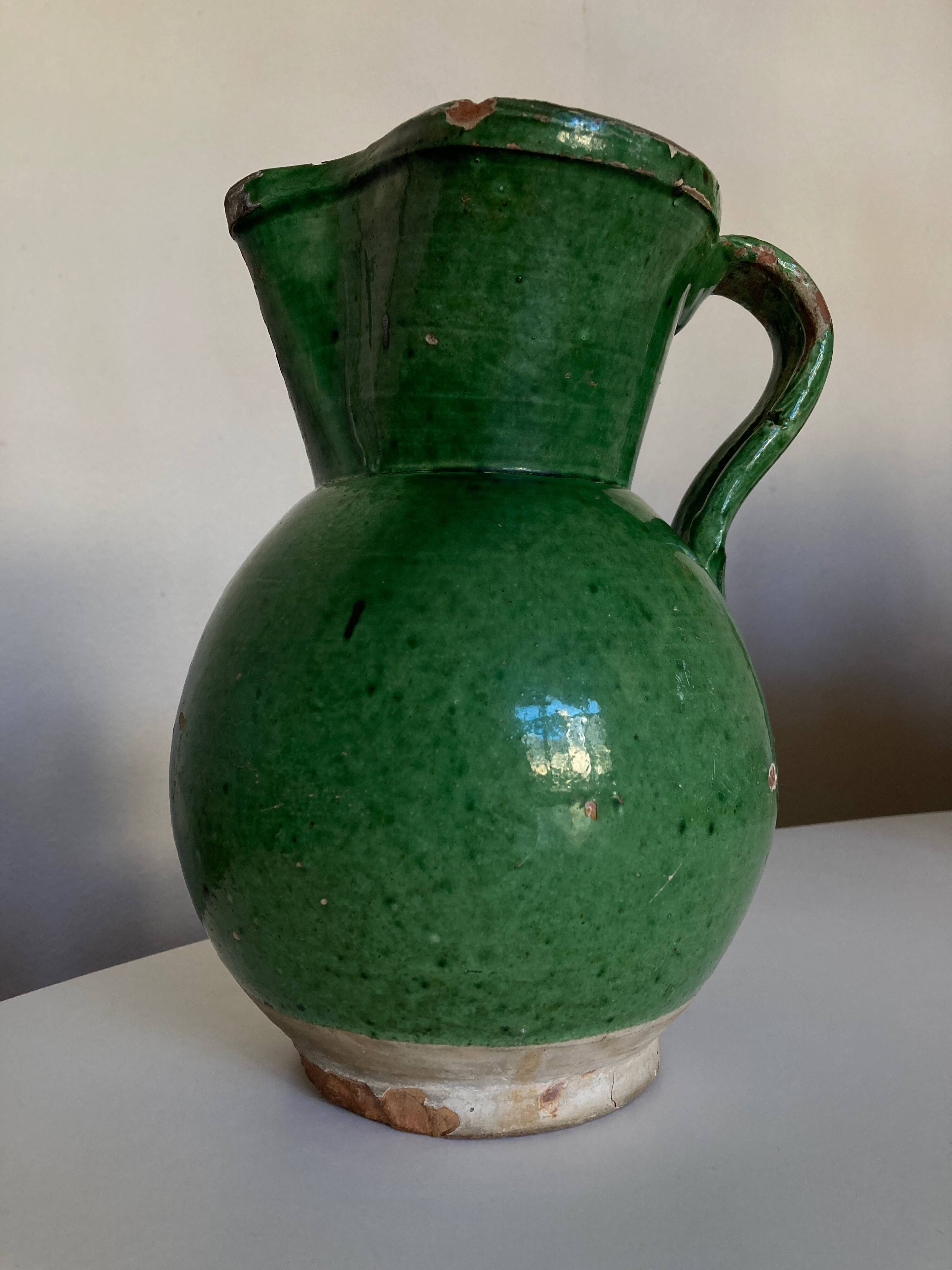 Farmhouse pitcher vase varnished earth popular art south 1950