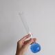 Vintage fine soliflore glass vase with blue ball in bubbled glass Murano at the base