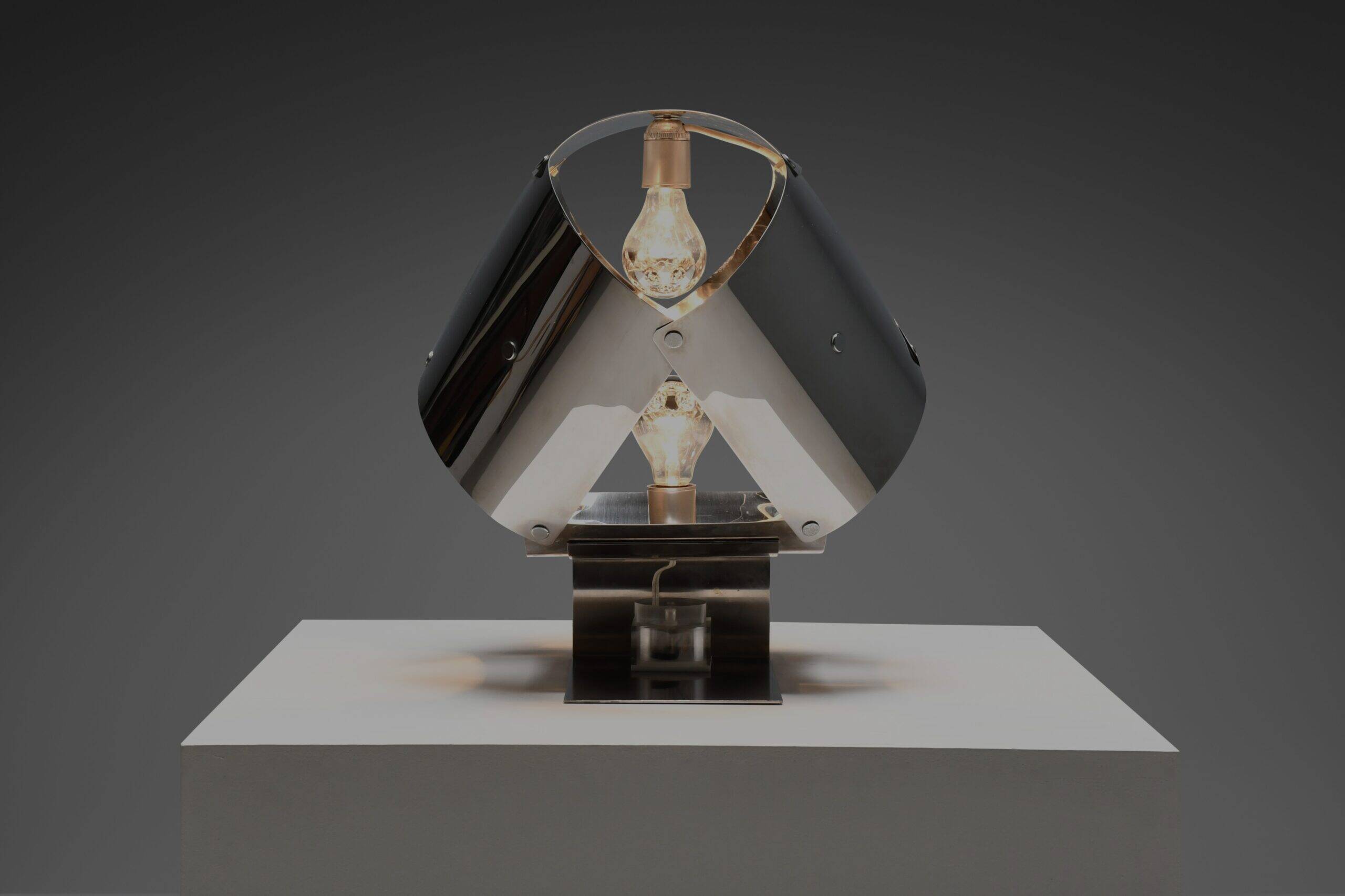 Stainless steel table lamp by Edera Radici for Sagim, Italy 1970