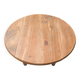 Round coffee table in solid walnut – foldable top