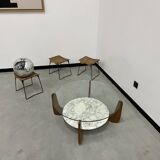 Hugues Poignant coffee table in marble and glass