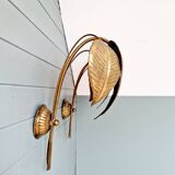 Large pair of brass floral wall sconces, 1960s