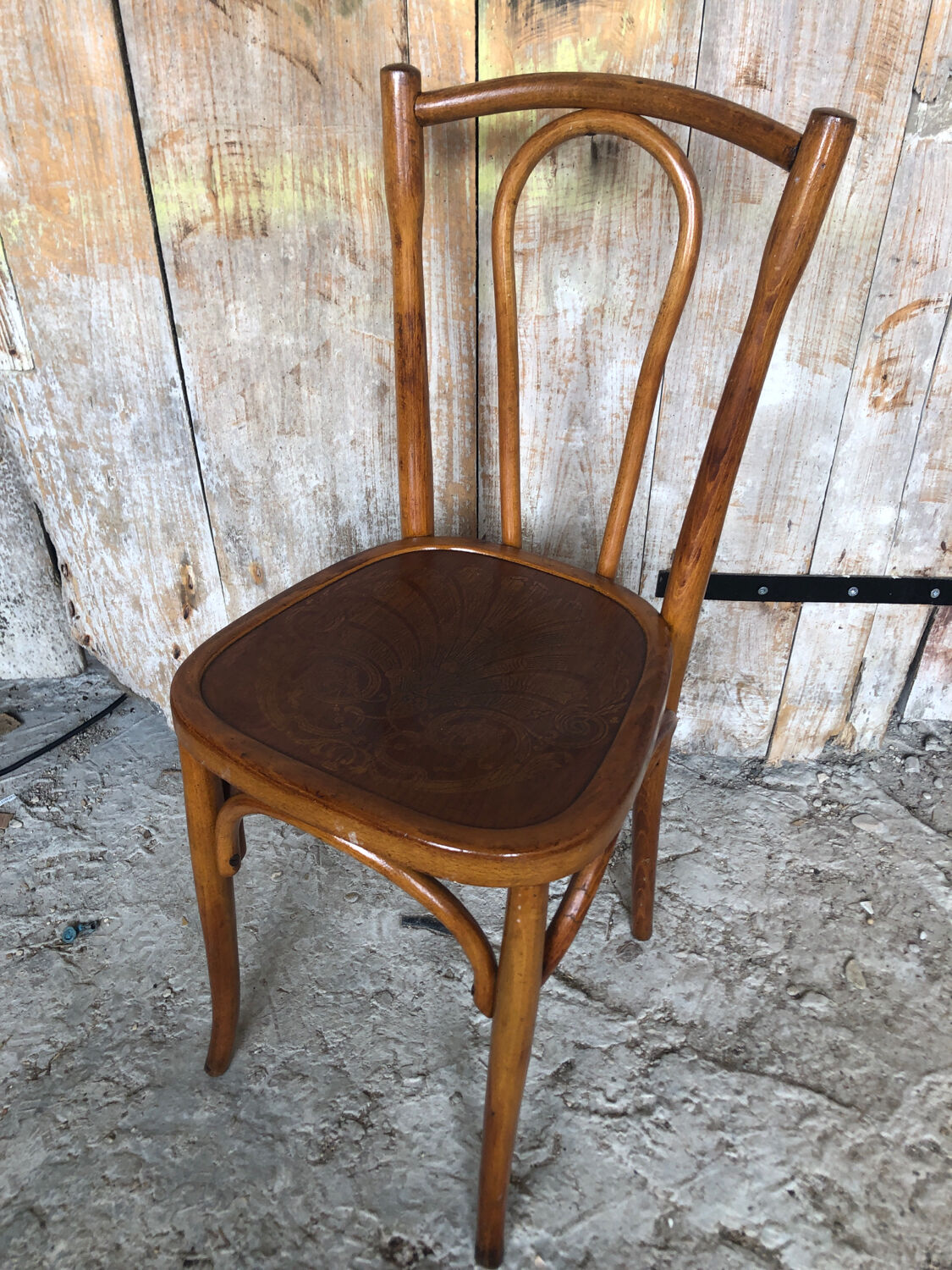 Chair bistrot style thonet curved wood light 50s vintage #a237