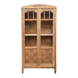 Parisian glass-fronted Art Deco wardrobe in solid raw walnut.