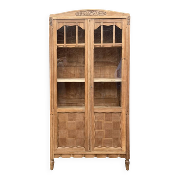 Armoire parisienne vitrée art déco noyer brut massif 
