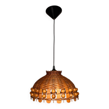 70s woven wicker pendant light
