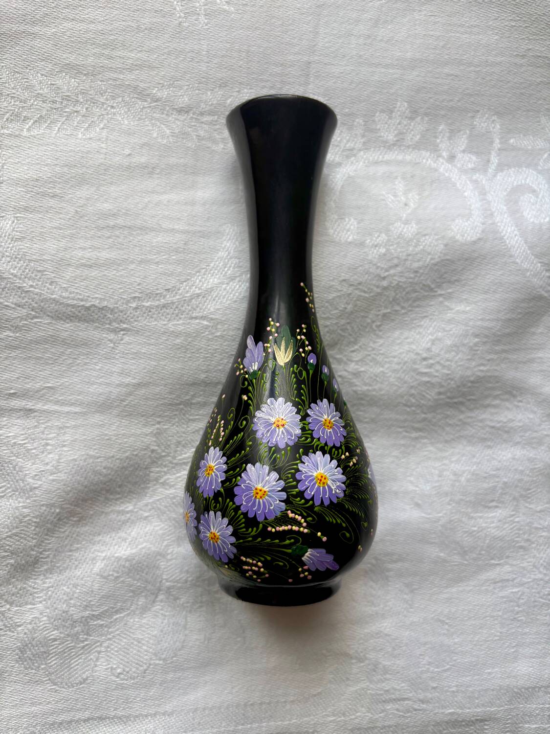 Petit vase bois verni artisanat russe vintage