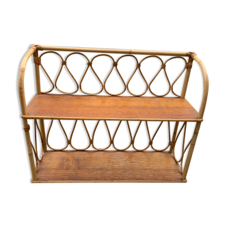 Wall shelf 2 trays, old, rattan.