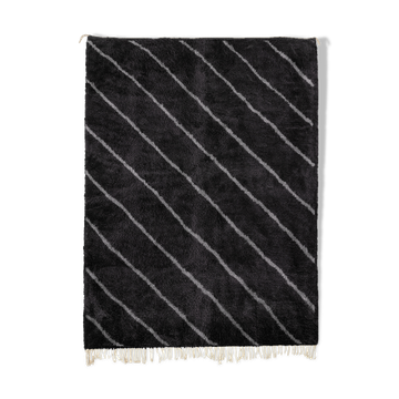 Tapis marocain moderne noir art contemporain 300x370cm