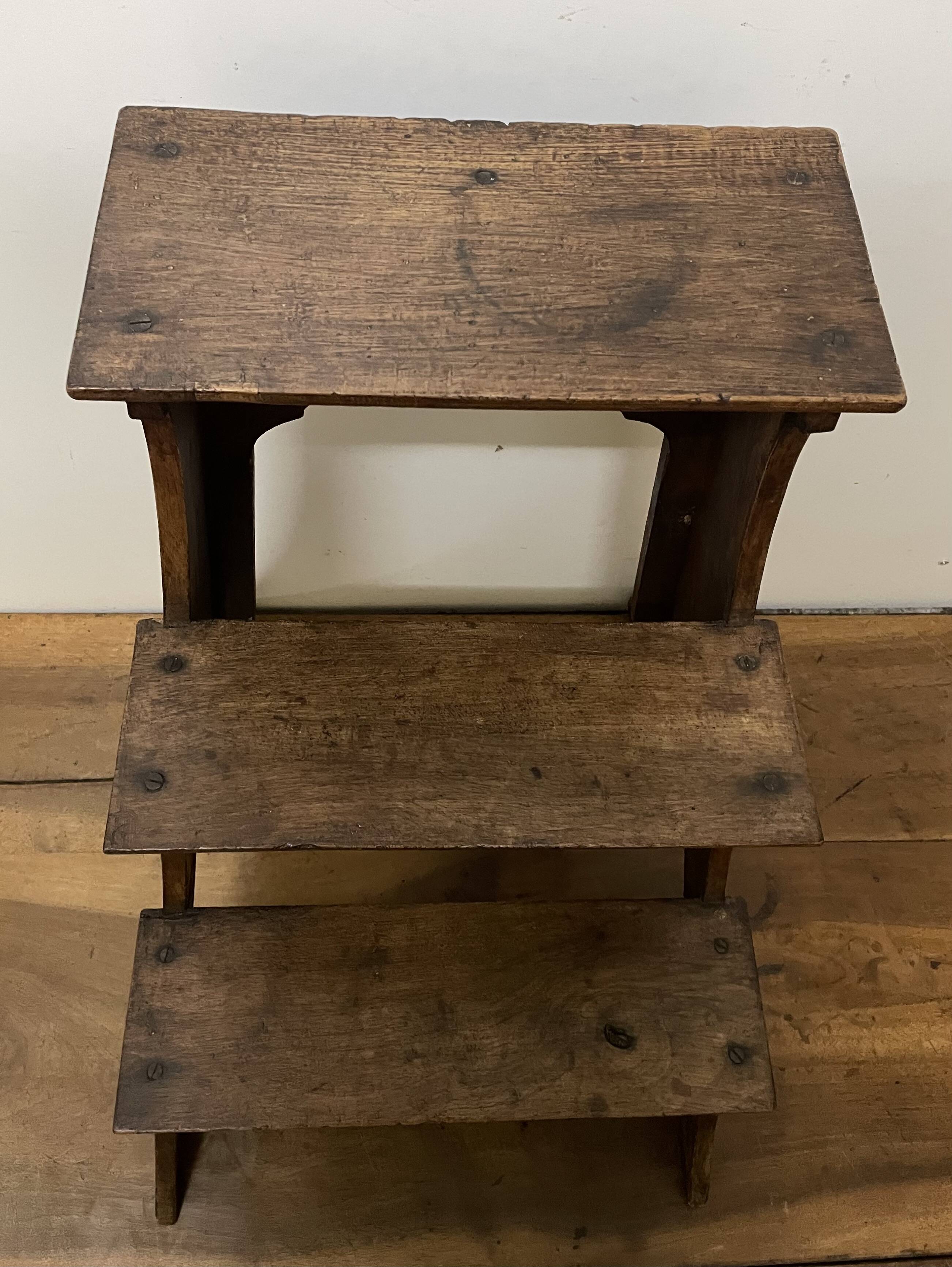 Walnut bookcase step stool