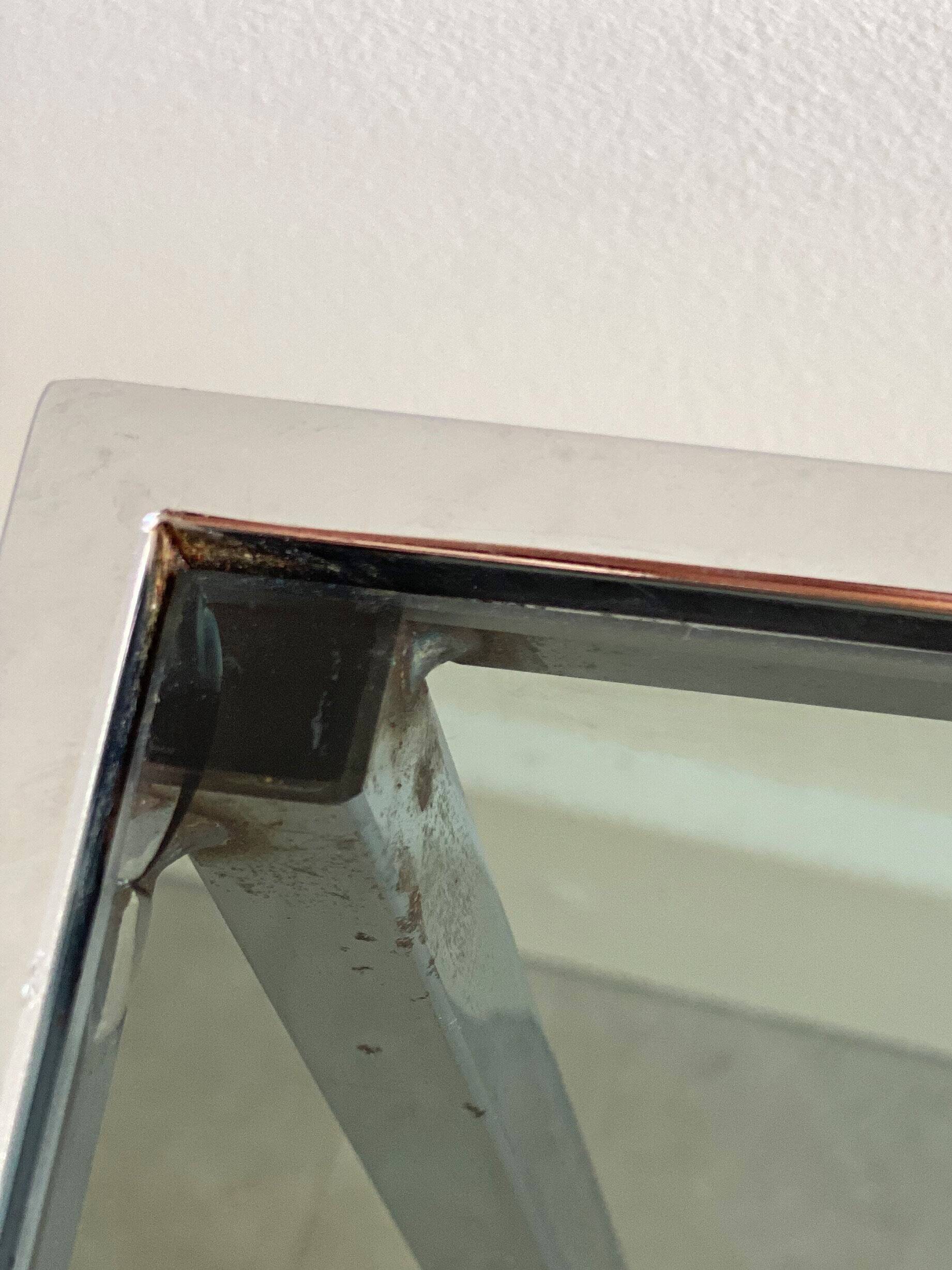 Vintage chrome side table with s smoked glass top