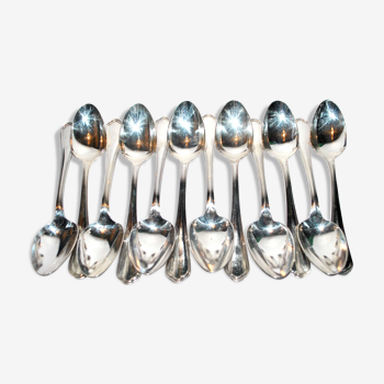 Christofle series of twelve table spoons spatours in silver metal with net