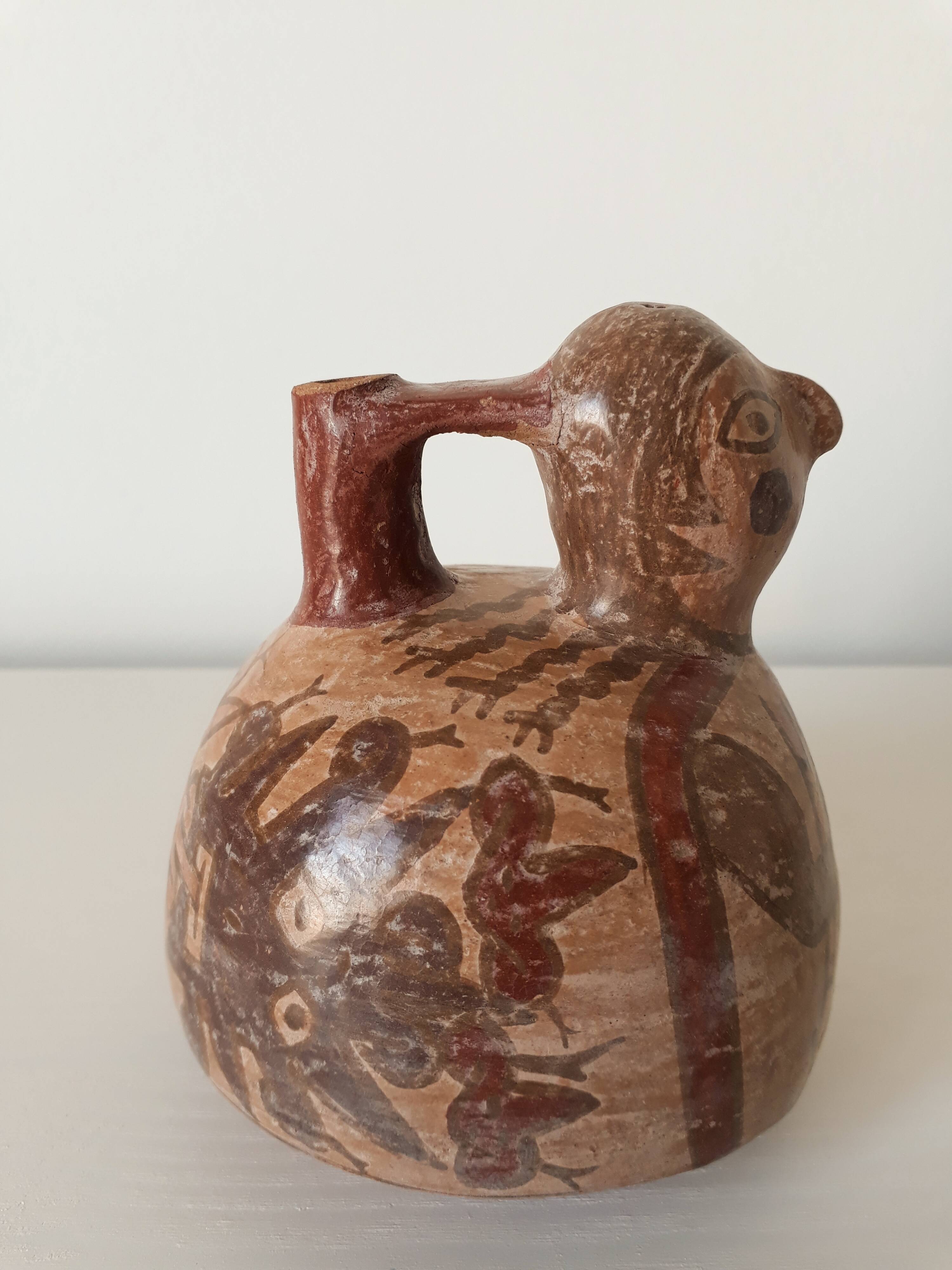 Peruvian stirrup vase with terracotta spout
