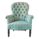 Vintage green coral button back armchair | Belgium