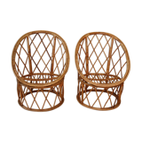Pair rattan armchairs