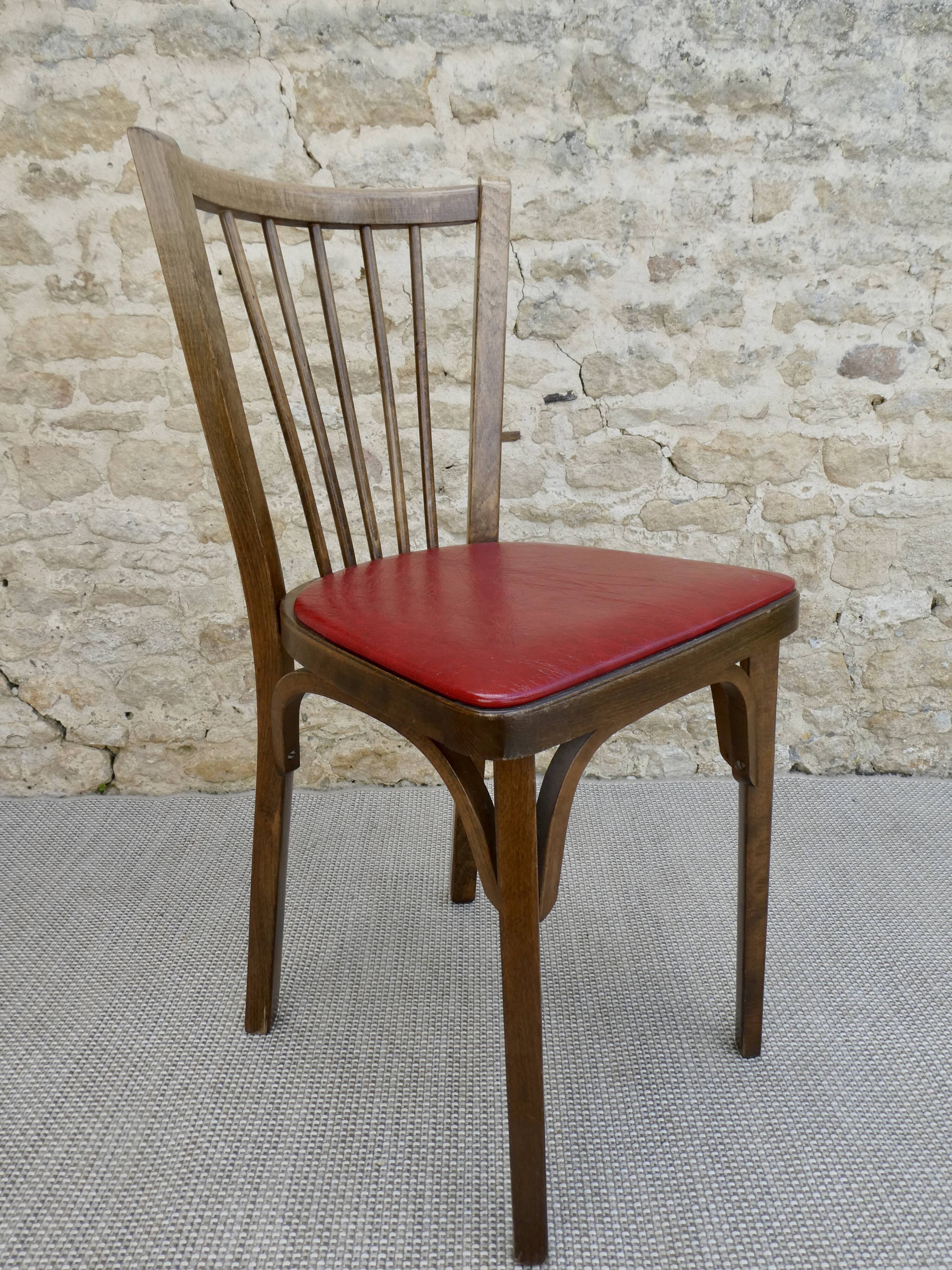 Baumann bistro chair, in wood and skai