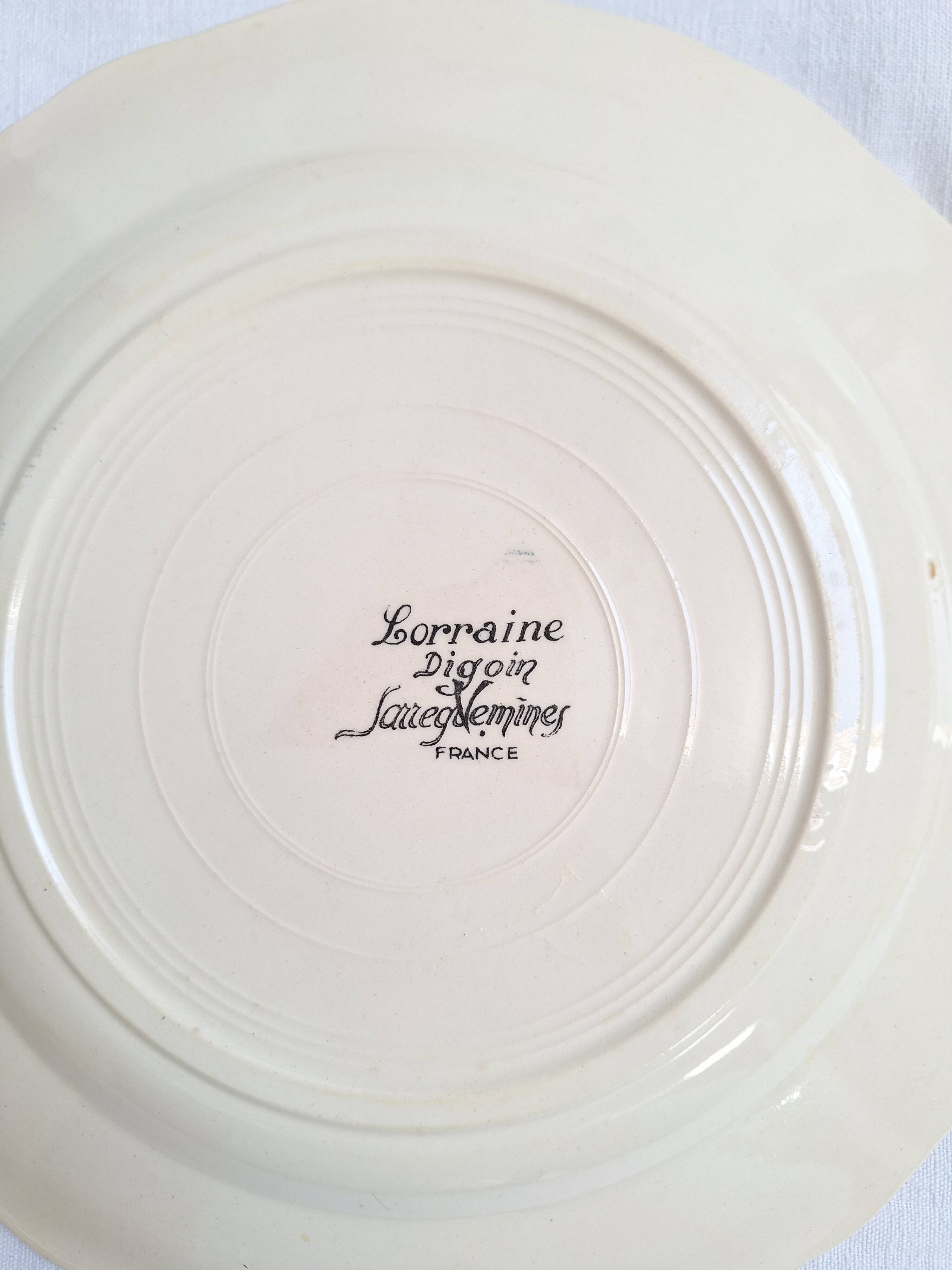 Assiettes plates Digoin Sarreguemines Modèle Lorraine