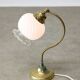 Mid Century Italian Table Lamp in Brass and Etched Glass