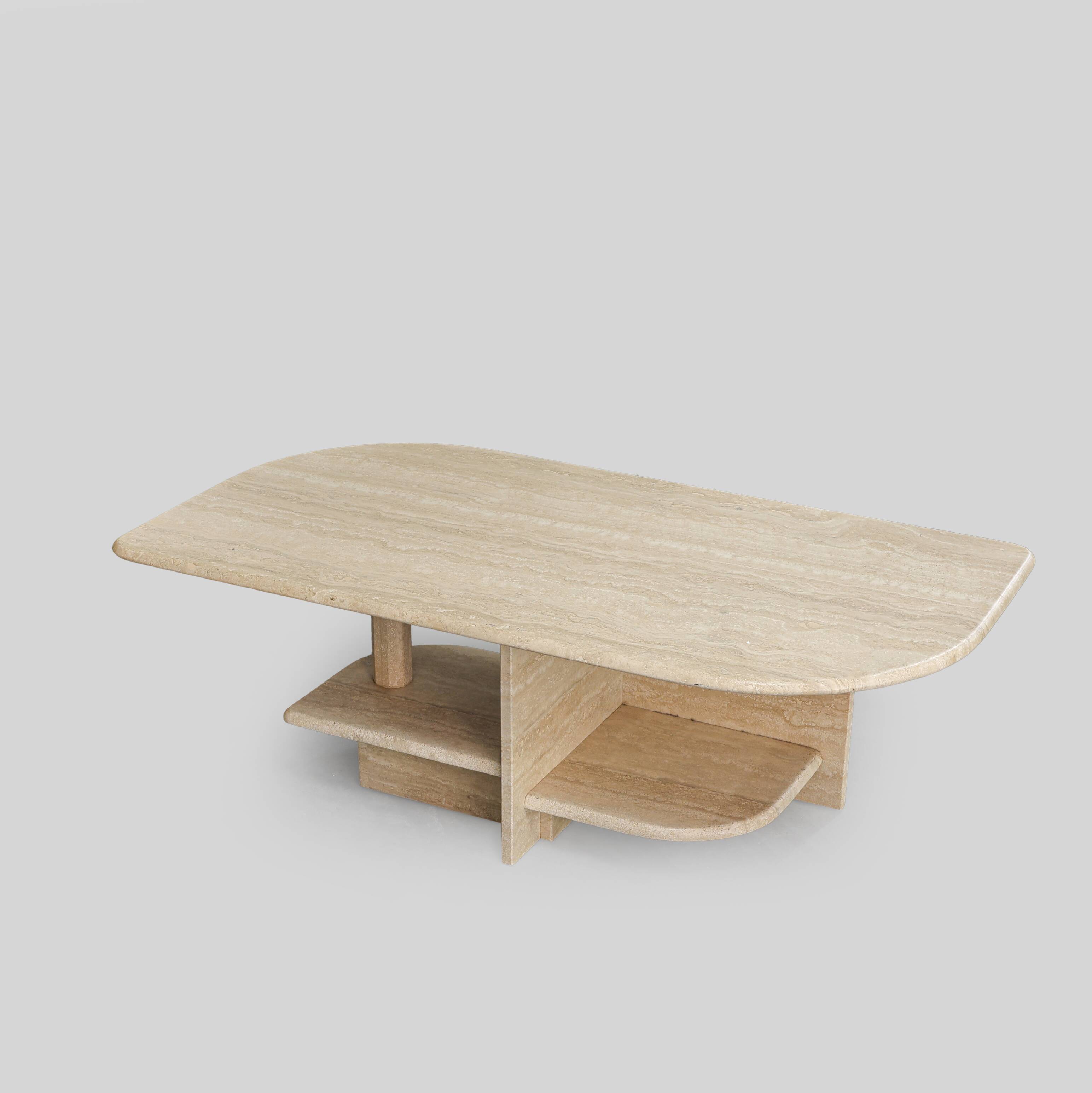 Vintage Italian Travertine Coffee Table, 1970s.
