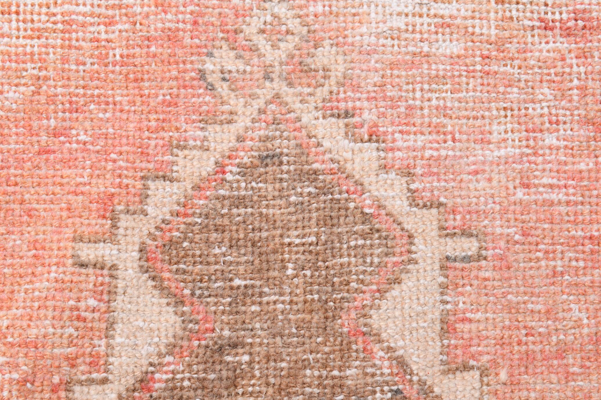Turkish Salmon Brown Vintage Runner Rug, 91x362Cm