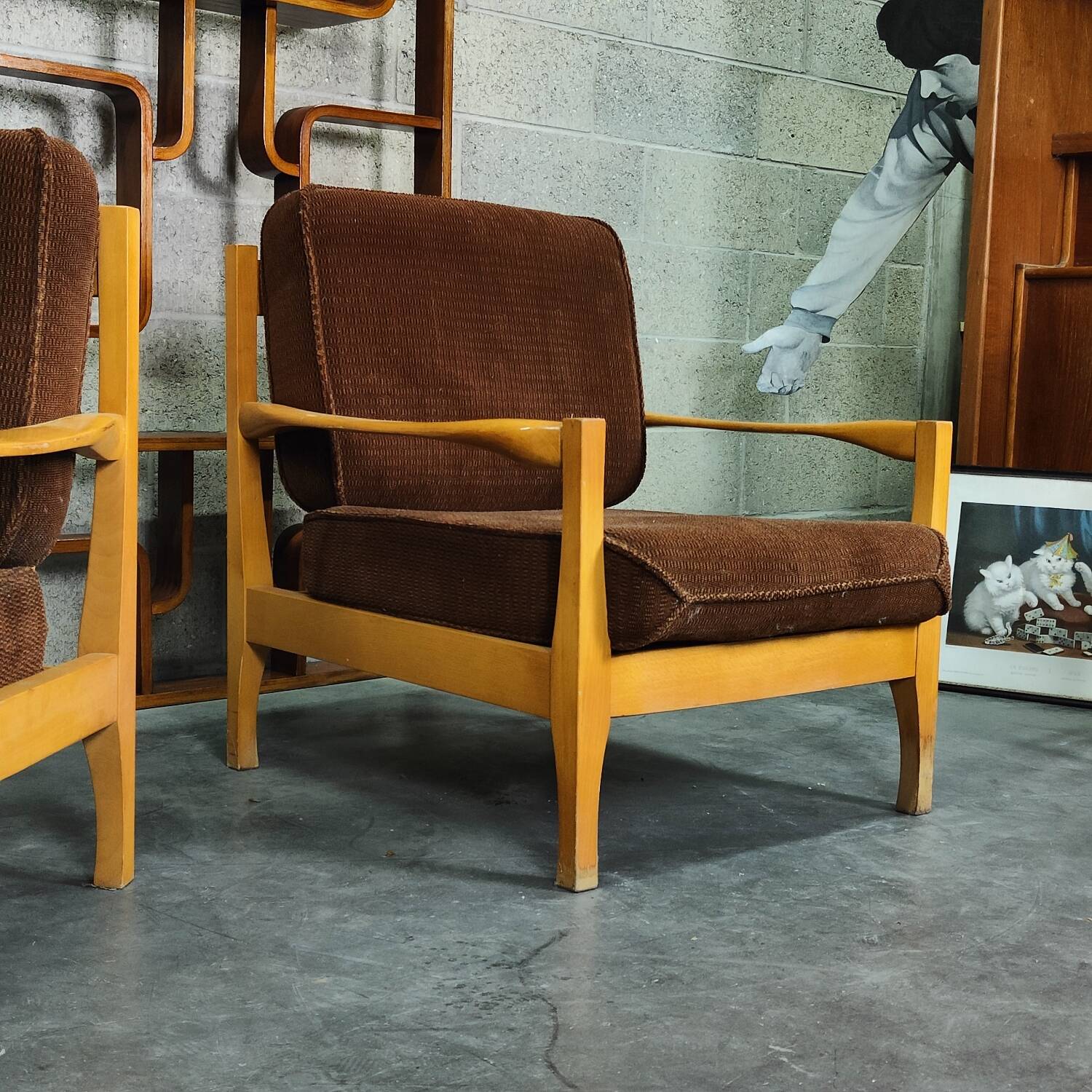 Paire de fauteuils Tchécoslovaque 1980 velours côtelé