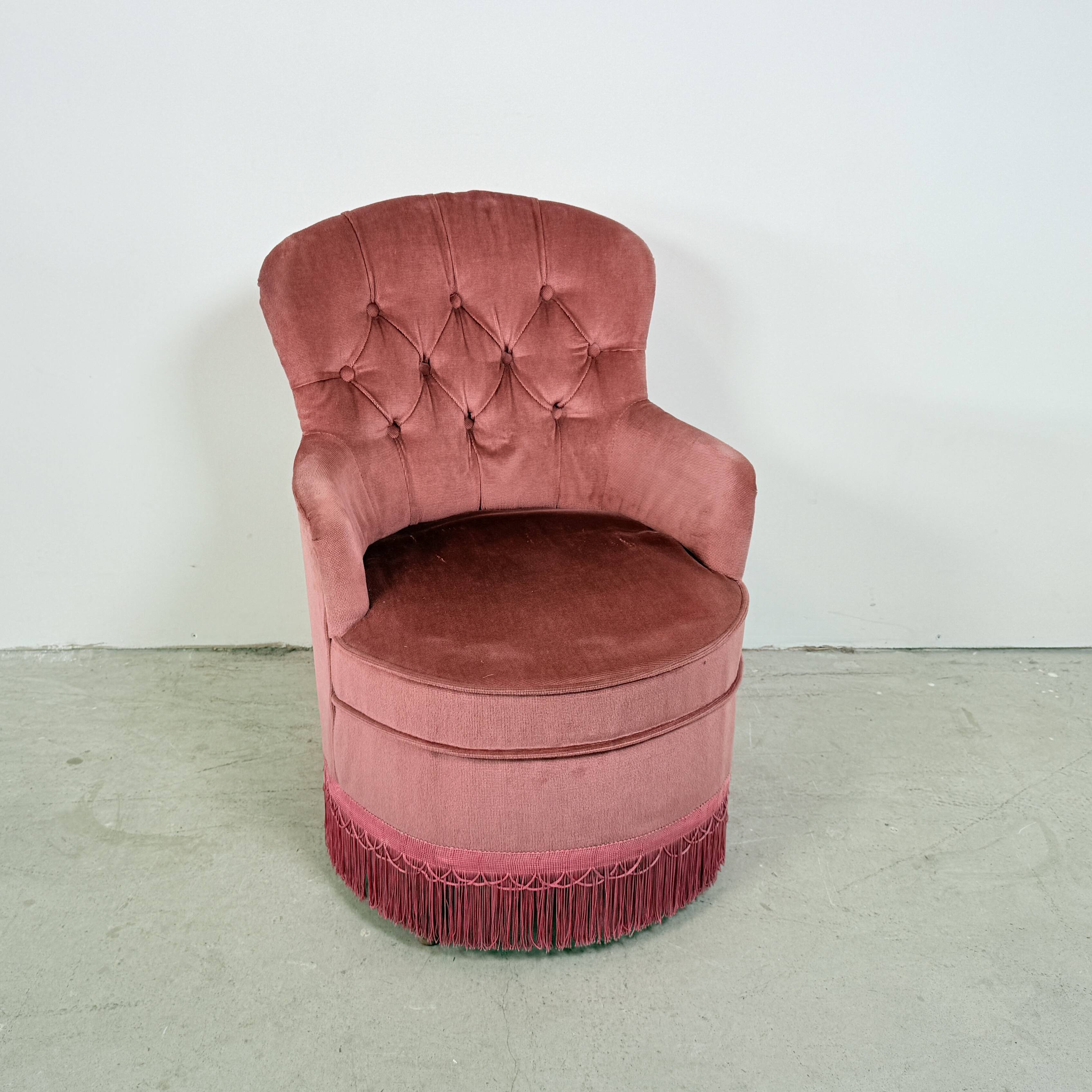Pink velvet boudoir cocktail armchair