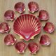 Proceram Aubagne service in red and gilded ceramic shell St Jacques 1950