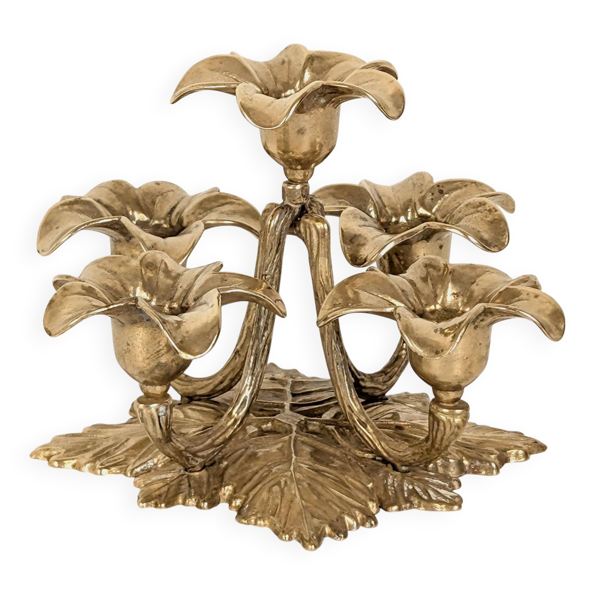 Brass flower candle holder
