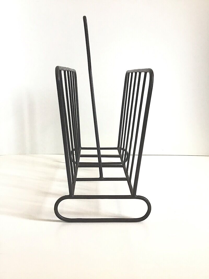 Vintage metal magazine holder, modernist style