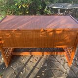 Desk and armchair rattan and vintage bamboo