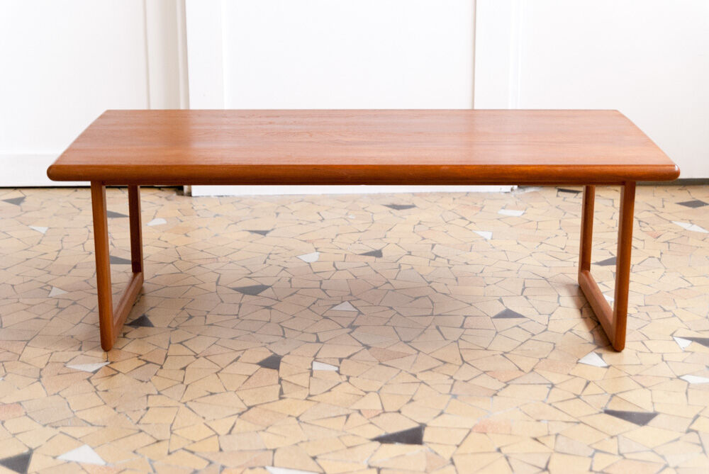 Minimalist solid teak coffee table