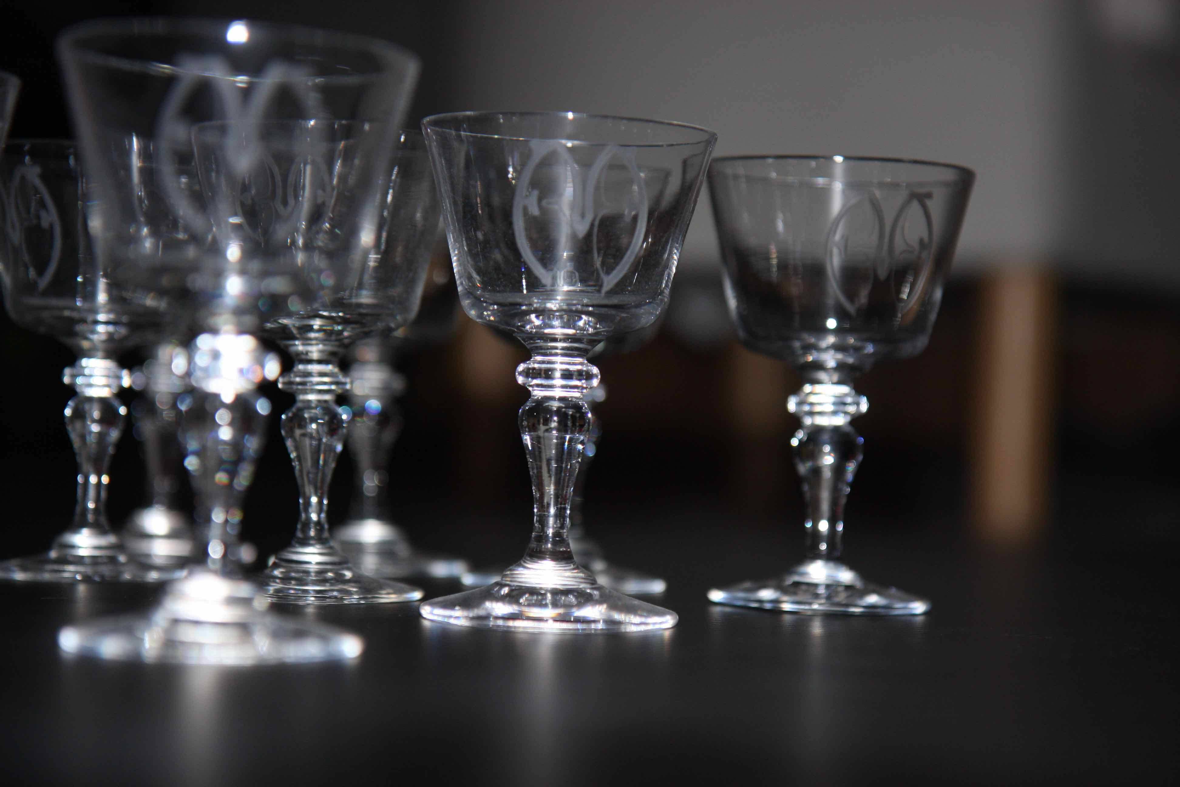 Set of 12 Art Nouveau glasses.