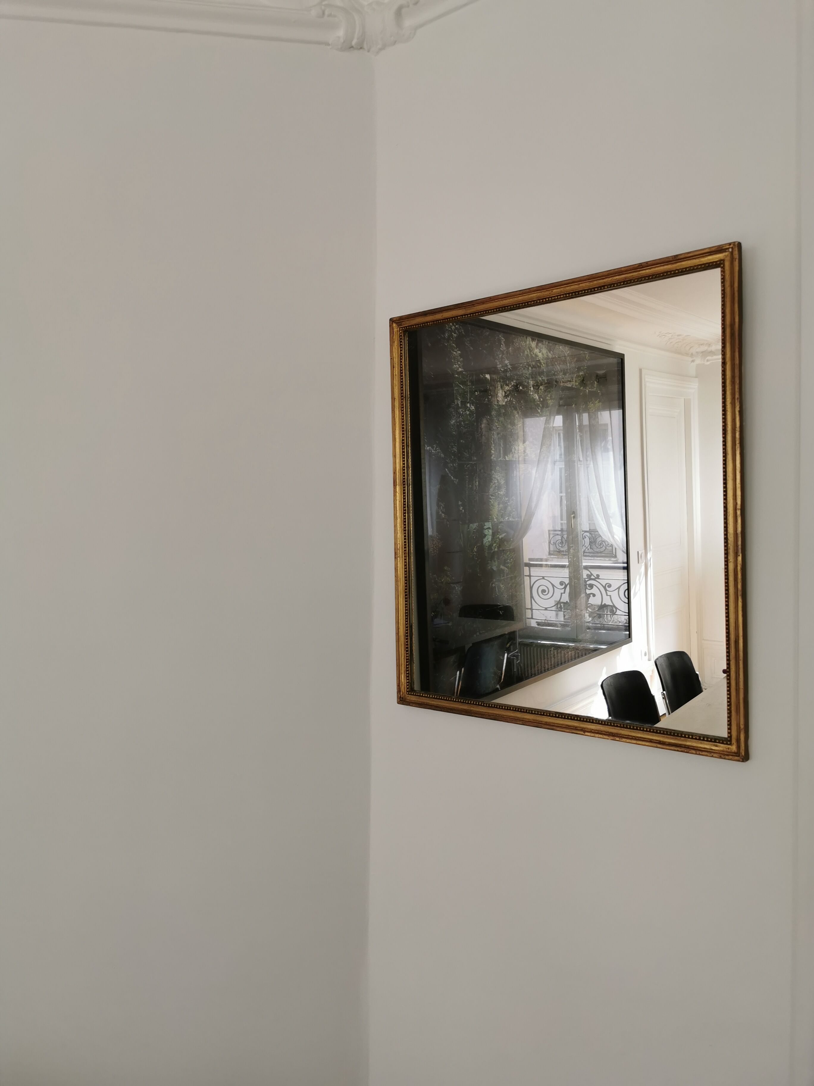 Golden gold leaf water beaded mirror