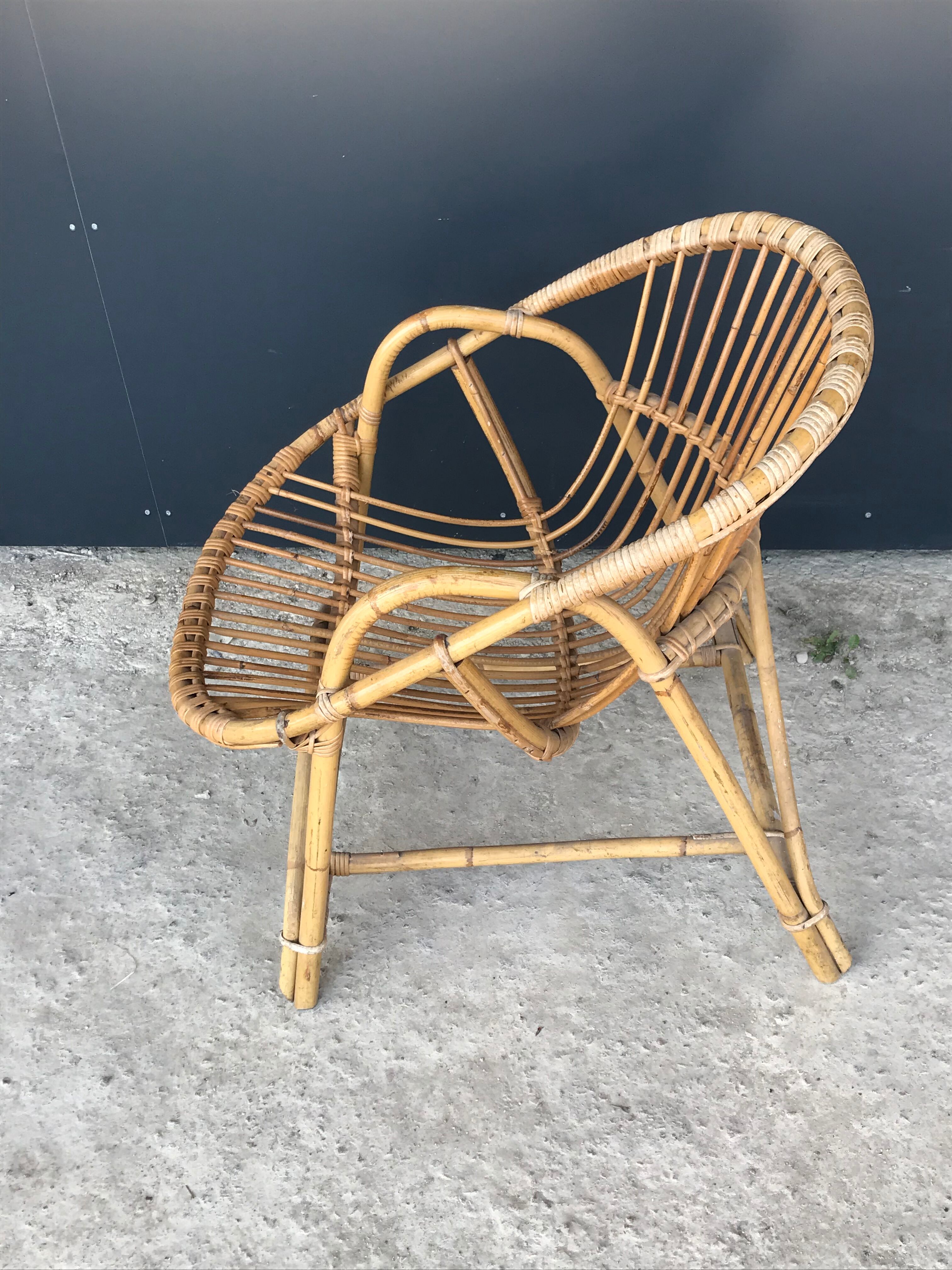 Rattan shell armchair